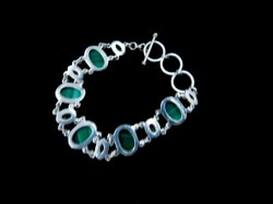 silver malachite bracelet back